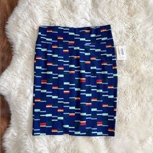 Lularoe Cassie Printed Pencil Skirt 3XL Blue New